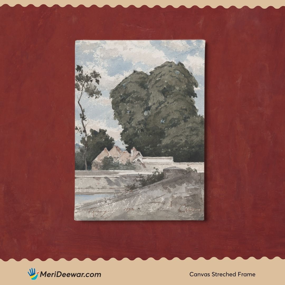 View from the Ramparts at Chartres Painting by Henri Harpignies 3 : 4 Vertical New Premium Wall Art Canvas by MeriDeewar