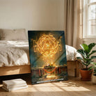 Vighnaharta | Sacred Ganesha Yantra, Traditional Naivedya & Shloka Vertical Canvas Curate Premium Wall Art Canvas by MeriDeewar