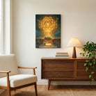 Vighnaharta | Sacred Ganesha Yantra, Traditional Naivedya & Shloka Vertical Canvas Curate Premium Wall Art Canvas by MeriDeewar