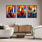 Vigorous Abstract Painting Inspired by S.H Raza set of three frames Walls Premium Wall Art Canvas by MeriDeewar