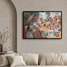 Village Gathering in India – Yoshida Hiroshi Japanese Woodblock Print 2 : 3 Horizontal Premium Wall Art Canvas by MeriDeewar