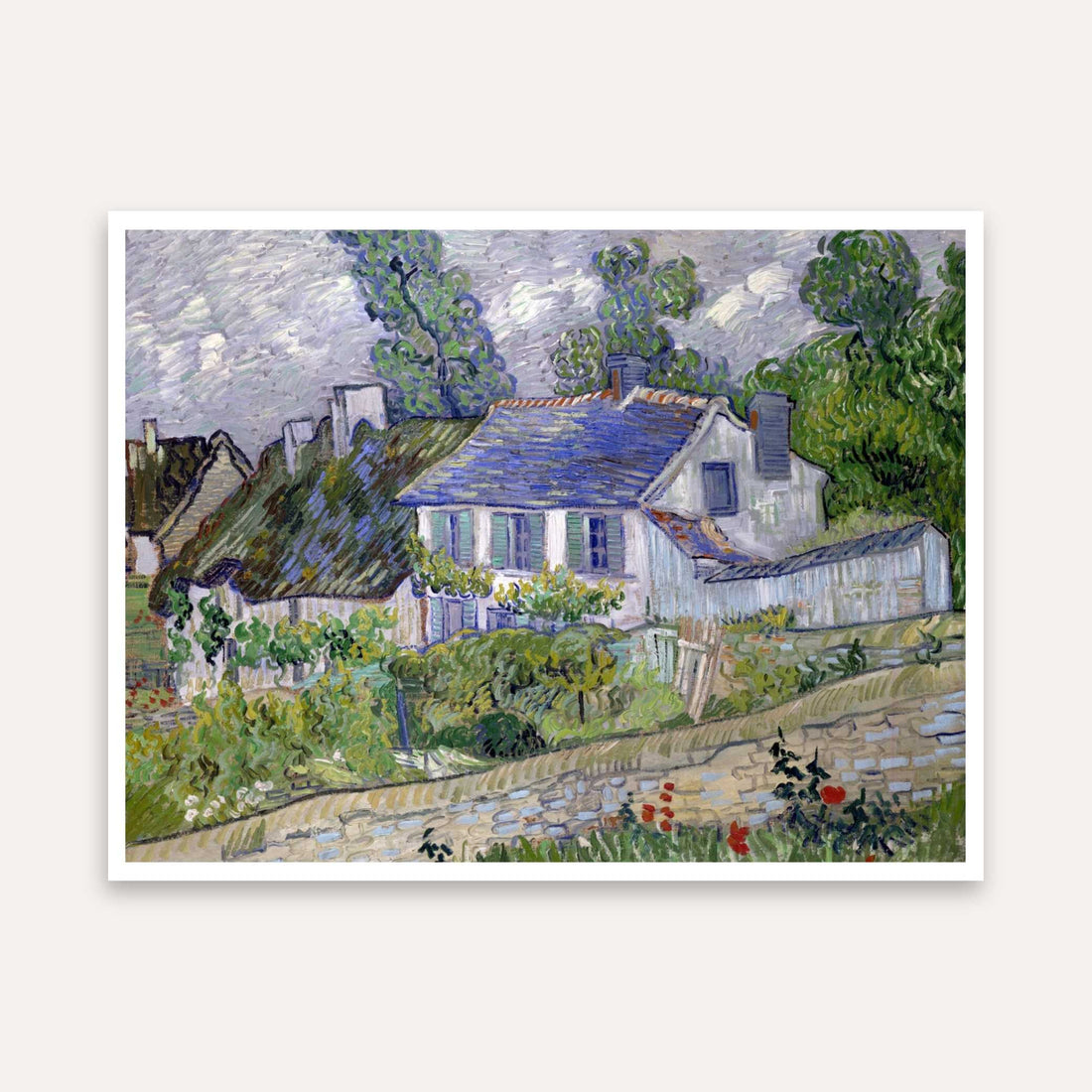 Village Scenery Painting for Living Room | Van Gogh Houses at Auvers | Wall Art for Home Decor 5 : 4 Horizontal Premium Wall Art Canvas by MeriDeewar