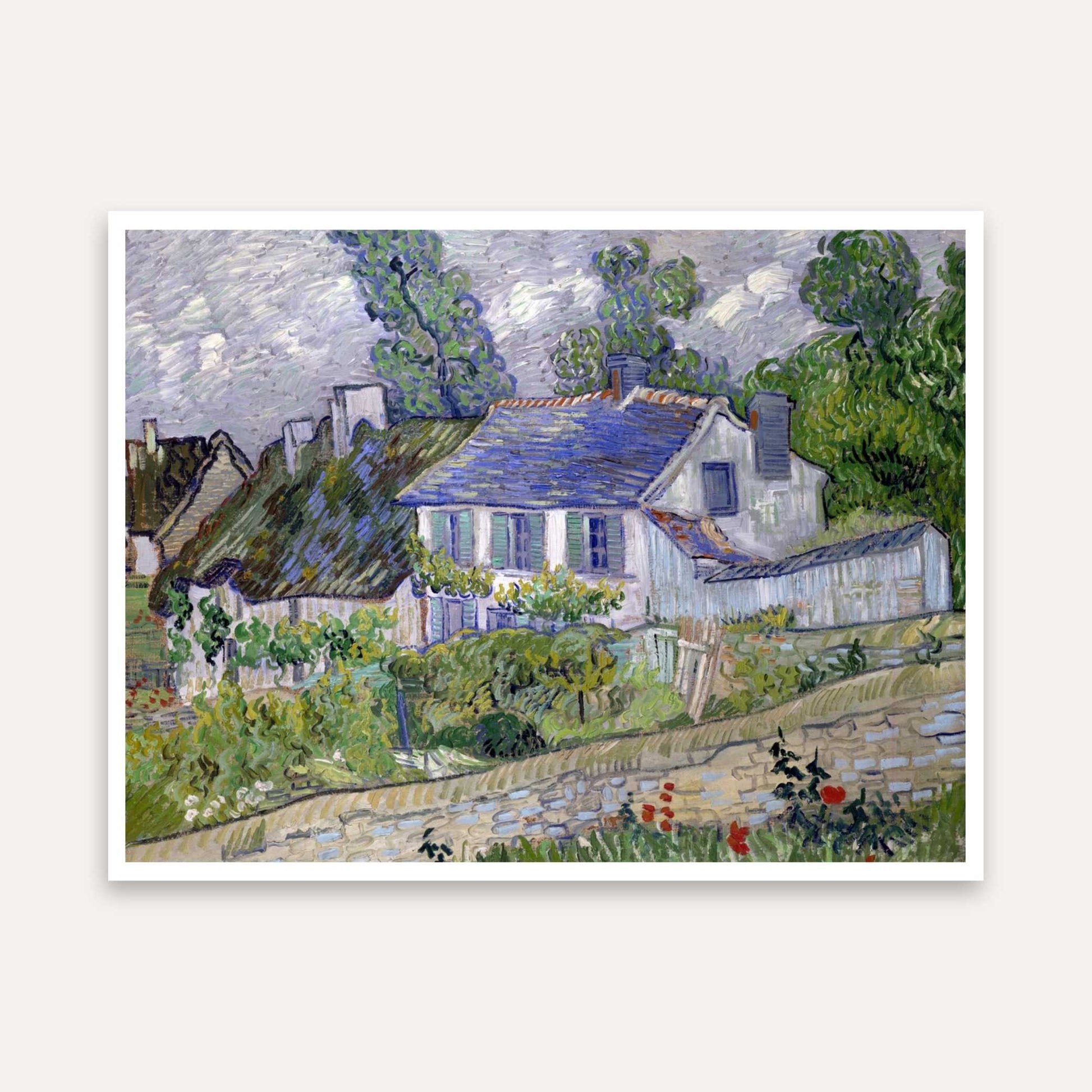 Village Scenery Painting for Living Room | Van Gogh Houses at Auvers | Wall Art for Home Decor 5 : 4 Horizontal Premium Wall Art Canvas by MeriDeewar