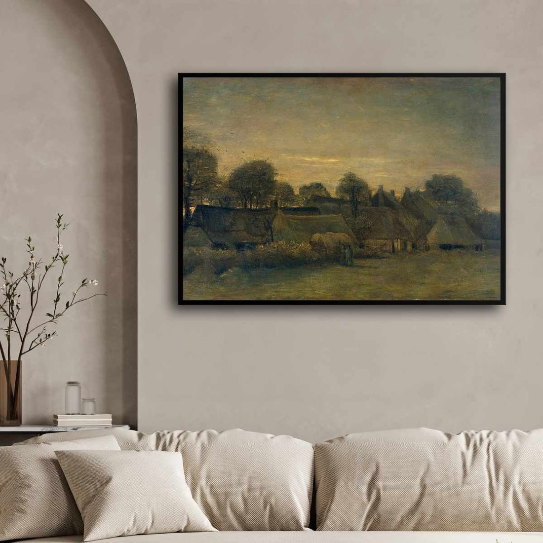 Farming Village at Twilight By Van Gogh Painting - Meri Deewar 3 : 2 Horizontal Premium Wall Art Canvas by MeriDeewar