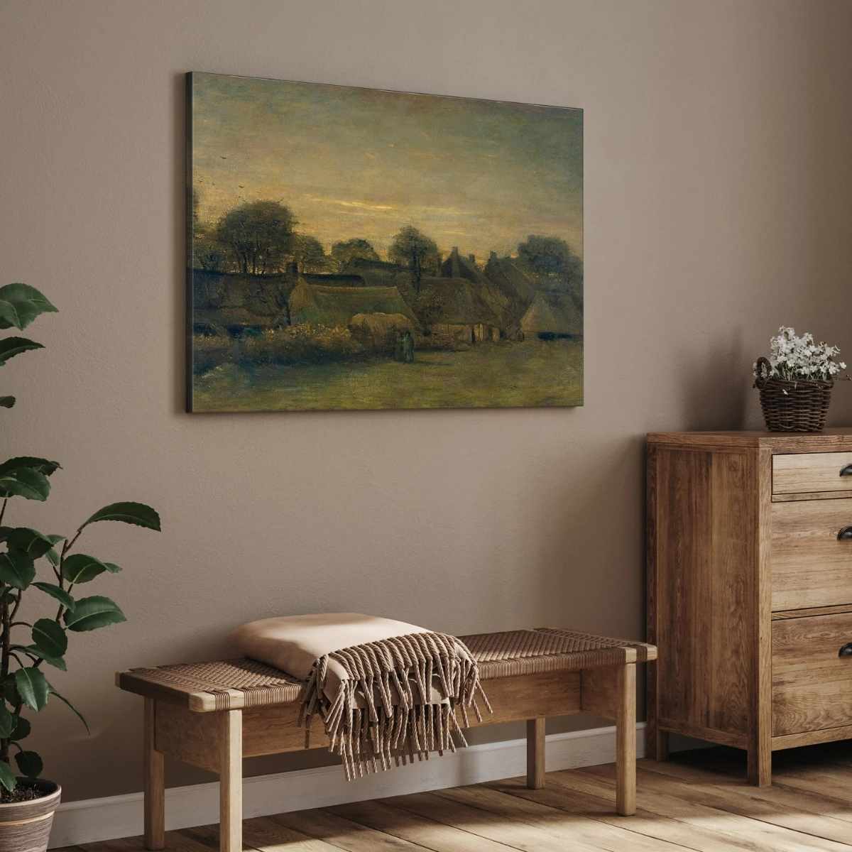 Village Scenery Painting for Living Room – Van Gogh Twilight | Giclée Fine Art Print 3 : 2 Horizontal Premium Wall Art Canvas by MeriDeewar