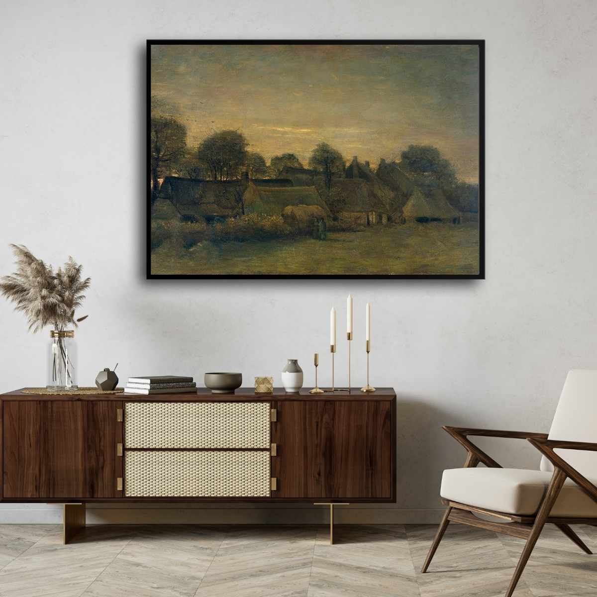 Village Scenery Painting for Living Room – Van Gogh Twilight | Giclée Fine Art Print 3 : 2 Horizontal Premium Wall Art Canvas by MeriDeewar