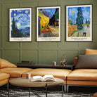 Vincent Van Gogh Night Scene Set Of 3 Walls Premium Wall Art Canvas by MeriDeewar