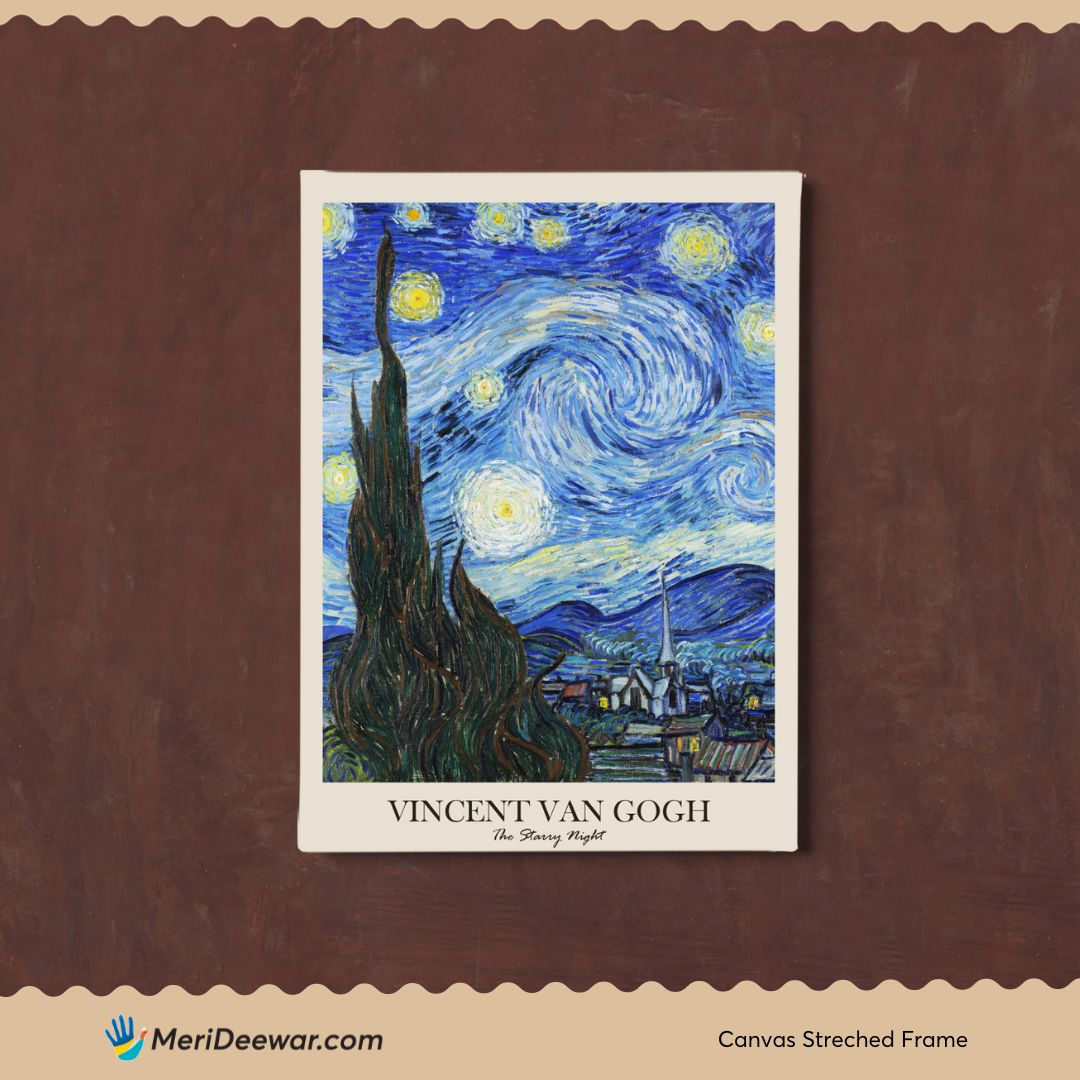 Vincent Van Gogh Night Scene Set Of 3 Walls Premium Wall Art Canvas by MeriDeewar