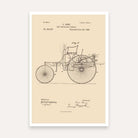 Vintage 1888 Automobile Patent Print | Vertical Framed Wall Art 2 : 3 Vertical Premium Wall Art Canvas by MeriDeewar