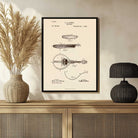 Vintage 1898 Mandolin Patent Print | Vertical Framed Wall Art 2 : 3 Vertical Premium Wall Art Canvas by MeriDeewar