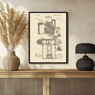 Vintage 1902 Photography Camera Patent Print | Vertical Parchment Framed Wall Art 2 : 3 Vertical Premium Wall Art Canvas by MeriDeewar