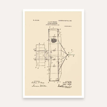 Vintage 1906 Wright Brothers Flying Machine Patent Print | Vertical  Framed Wall Art 2 : 3 Vertical Premium Wall Art Canvas by MeriDeewar