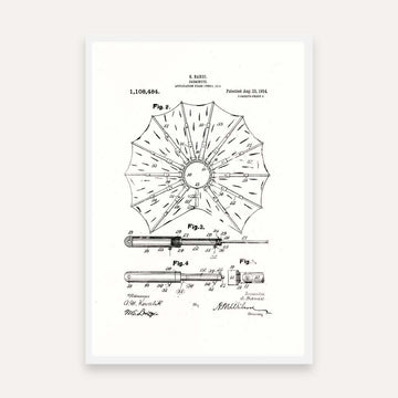 Vintage 1914  Parachute Patent Print | Vertical Framed Wall Art 2 : 3 Vertical Premium Wall Art Canvas by MeriDeewar