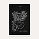 Vintage 1923 V-Twin Engine Patent Print | Vertical Chalkboard Framed Wall Art 2 : 3 Vertical Premium Wall Art Canvas by MeriDeewar