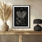 Vintage 1923 V-Twin Engine Patent Print | Vertical Chalkboard Framed Wall Art 2 : 3 Vertical Premium Wall Art Canvas by MeriDeewar