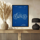 Vintage 1924 Motorcycle Patent Print | Vertical Blueprint Framed Wall Art 2 : 3 Vertical Premium Wall Art Canvas by MeriDeewar