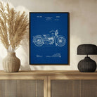 Vintage 1928  Motorcycle Support Patent Print | Vertical Blueprint Framed Wall Art 2 : 3 Vertical Premium Wall Art Canvas by MeriDeewar