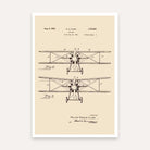 Vintage 1929  Airplane Patent Print | Vertical Parchment Framed Wall Art 2 : 3 Vertical Premium Wall Art Canvas by MeriDeewar