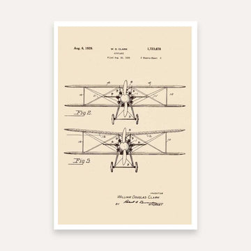 Vintage 1929  Airplane Patent Print | Vertical Parchment Framed Wall Art 2 : 3 Vertical Premium Wall Art Canvas by MeriDeewar