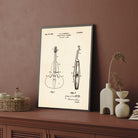 Vintage 1930 Stringed Musical Instrument Patent Print | Vertical Framed Wall Art 2 : 3 Vertical Premium Wall Art Canvas by MeriDeewar