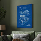 Vintage 1943 Motorcycle Patent Print | Vertical Blueprint Framed Wall Art 2 : 3 Vertical Premium Wall Art Canvas by MeriDeewar