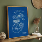 Vintage 1943 Motorcycle Patent Print | Vertical Blueprint Framed Wall Art 2 : 3 Vertical Premium Wall Art Canvas by MeriDeewar