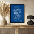 Vintage 1943 Motorcycle Patent Print | Vertical Blueprint Framed Wall Art 2 : 3 Vertical Premium Wall Art Canvas by MeriDeewar