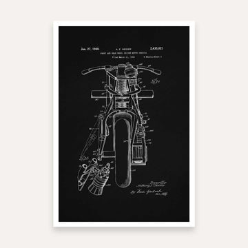 Vintage 1948 All-Wheel Drive Motorcycle Patent Print | Vertical Chalkboard Framed Wall Art 2 : 3 Vertical Premium Wall Art Canvas by MeriDeewar