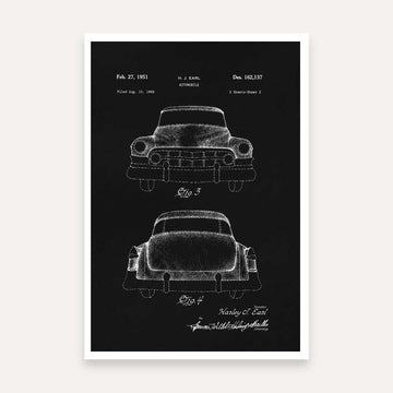 Vintage 1951 Automobile Patent Print | Vertical Chalkboard Framed Wall Art 2 : 3 Vertical Premium Wall Art Canvas by MeriDeewar