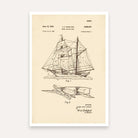 Vintage 1954 Sailing Ship Patent Print | Vertical Parchment Framed Wall Art 2 : 3 Vertical Premium Wall Art Canvas by MeriDeewar