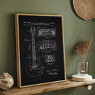 Vintage 1955 Electric Guitar Patent Print | Vertical Chalkboard Framed Wall Art 2 : 3 Vertical Premium Wall Art Canvas by MeriDeewar