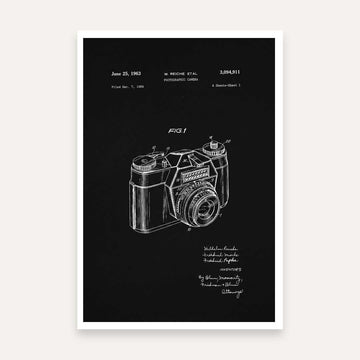 Vintage 1963 Photographic Camera Patent Print | Vertical Chalkboard Framed Wall Art 2 : 3 Vertical Premium Wall Art Canvas by MeriDeewar