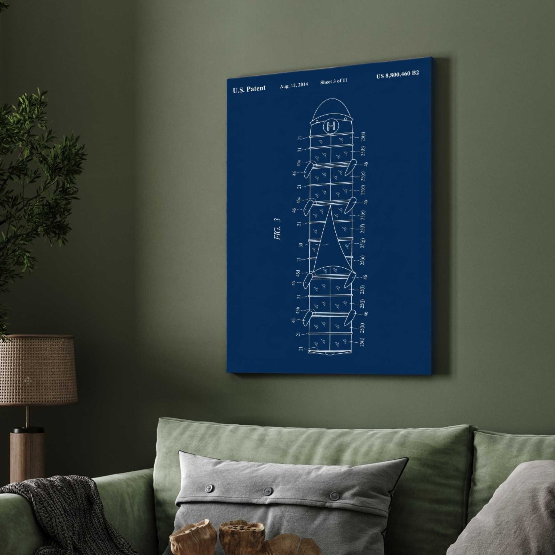 Vintage 1986 Watercraft Patent Print | Vertical Blueprint Framed Wall Art 2 : 3 Vertical Premium Wall Art Canvas by MeriDeewar