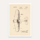 Vintage Airplane Design Patent Print | Vertical Parchment Framed Wall Art 2 : 3 Vertical Premium Wall Art Canvas by MeriDeewar