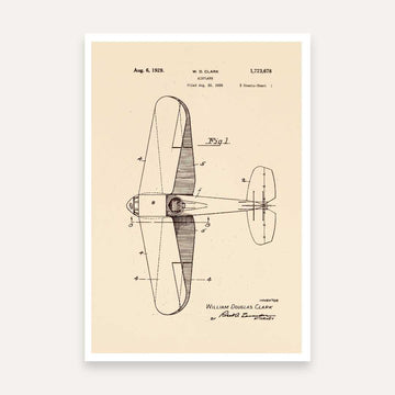 Vintage Airplane Design Patent Print | Vertical Parchment Framed Wall Art 2 : 3 Vertical Premium Wall Art Canvas by MeriDeewar
