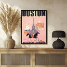 Vintage Allegheny Airlines "Boston" Travel Poster | Vertical Retro Paul Revere & Skyline White Framed Wall Art 2 : 3 Vertical Premium Wall Art Canvas by MeriDeewar