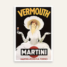 Vintage Art Deco Italian Martini & Rossi Vermouth Advertisement Illustration Poster | Vertical White Framed Wall Art 2 : 3 Vertical Premium Wall Art Canvas by MeriDeewar