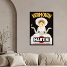 Vintage Art Deco Italian Martini & Rossi Vermouth Advertisement Illustration Poster | Vertical White Framed Wall Art 2 : 3 Vertical Premium Wall Art Canvas by MeriDeewar