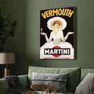Vintage Art Deco Italian Martini & Rossi Vermouth Advertisement Illustration Poster | Vertical White Framed Wall Art 2 : 3 Vertical Premium Wall Art Canvas by MeriDeewar