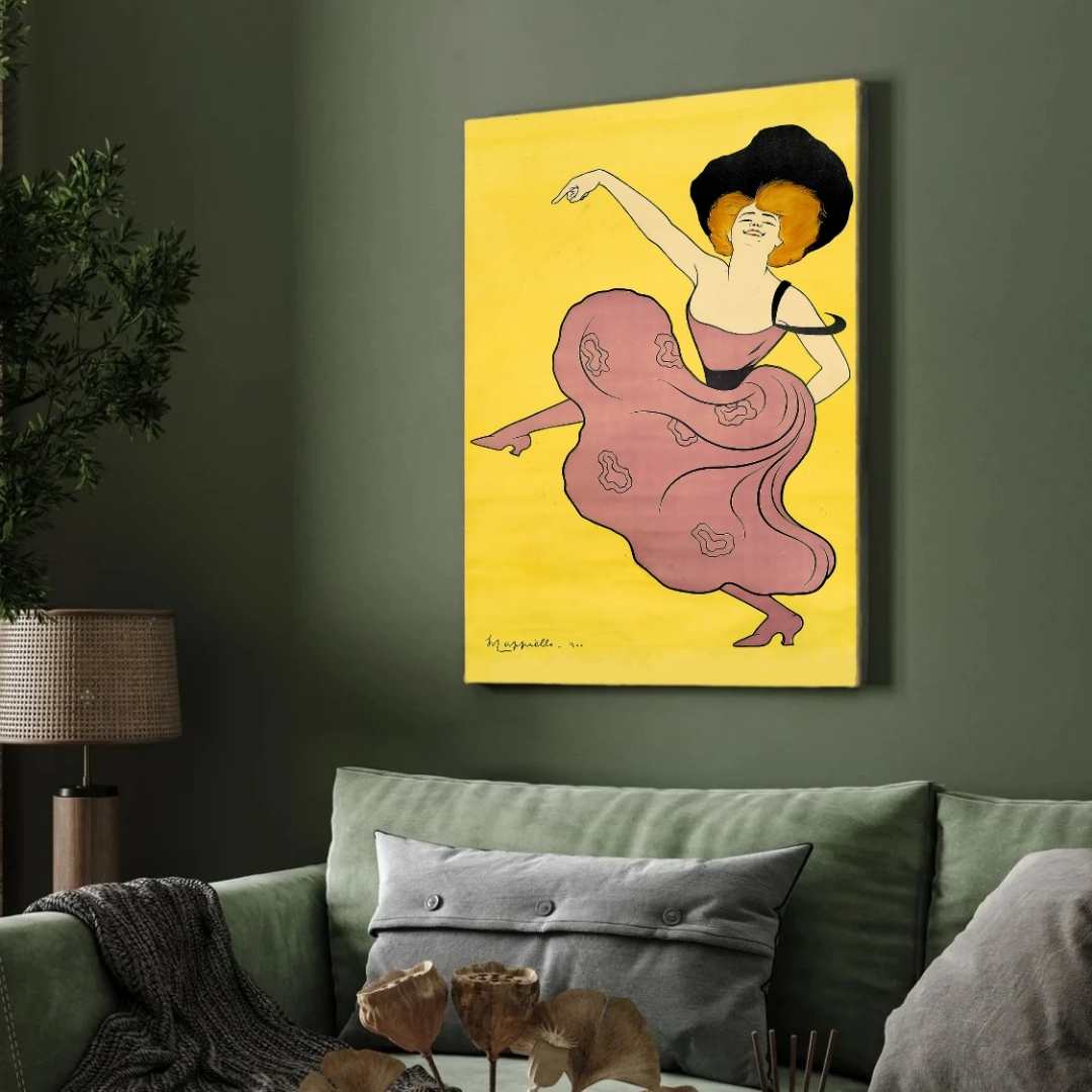 Vintage Belle Époque Cappiello Cabaret Dancer Illustration Poster | Vertical White Framed Wall Art 2 : 3 Vertical Premium Wall Art Canvas by MeriDeewar