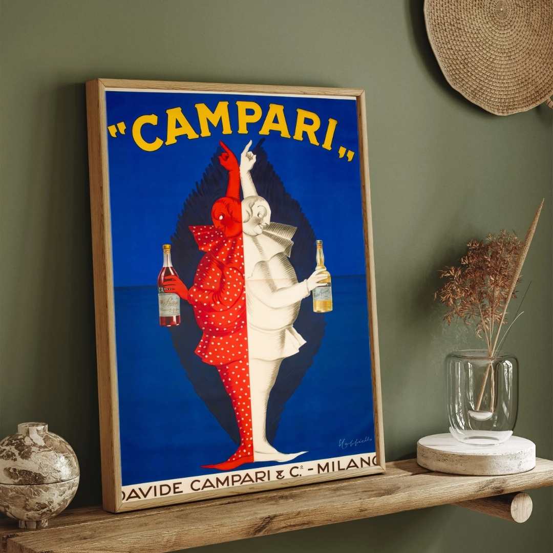 Vintage Belle Époque Leonetto Cappiello Campari Bitter Cordial Illustration Poster | Vertical Retro White Framed Wall Art 2 : 3 Vertical Premium Wall Art Canvas by MeriDeewar