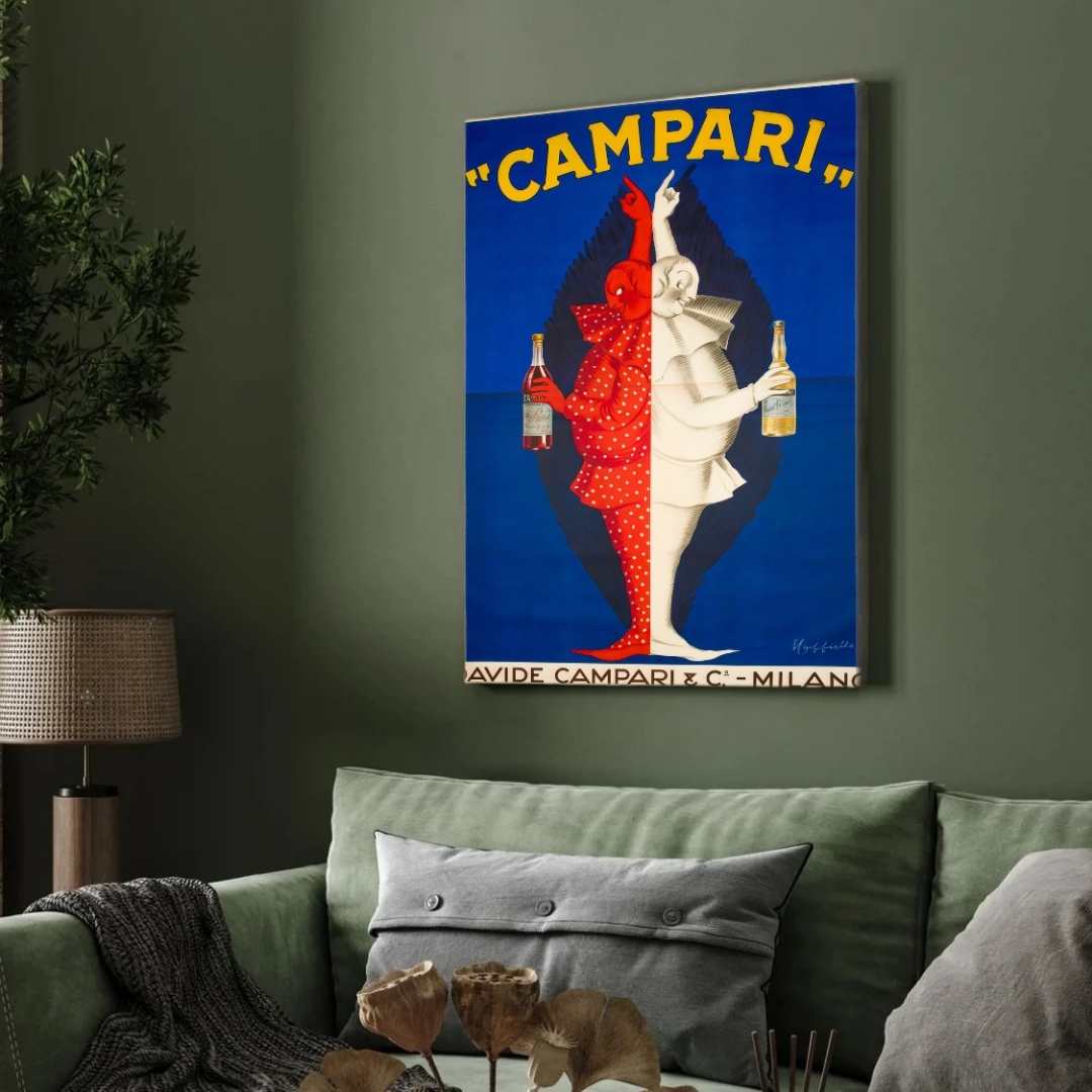 Vintage Belle Époque Leonetto Cappiello Campari Bitter Cordial Illustration Poster | Vertical Retro White Framed Wall Art 2 : 3 Vertical Premium Wall Art Canvas by MeriDeewar