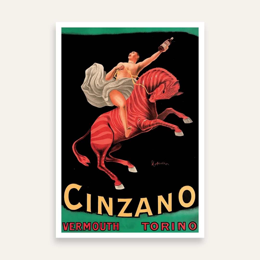 Vintage Belle Époque Leonetto Vermouth Torino Poster | Vertical Retro White Framed Wall Art 2 : 3 Vertical Premium Wall Art Canvas by MeriDeewar
