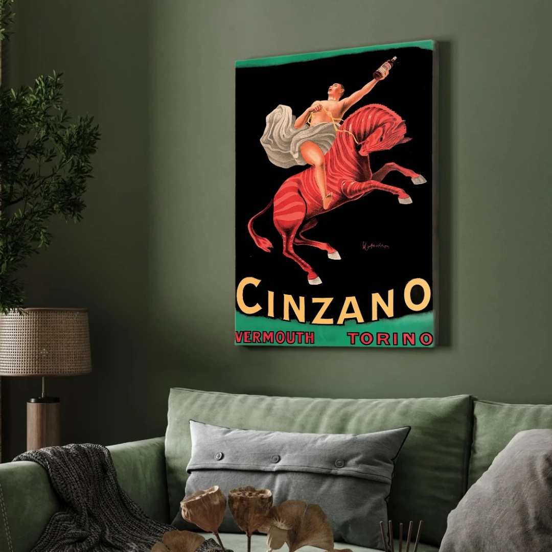 Vintage Belle Époque Leonetto Vermouth Torino Poster | Vertical Retro White Framed Wall Art 2 : 3 Vertical Premium Wall Art Canvas by MeriDeewar
