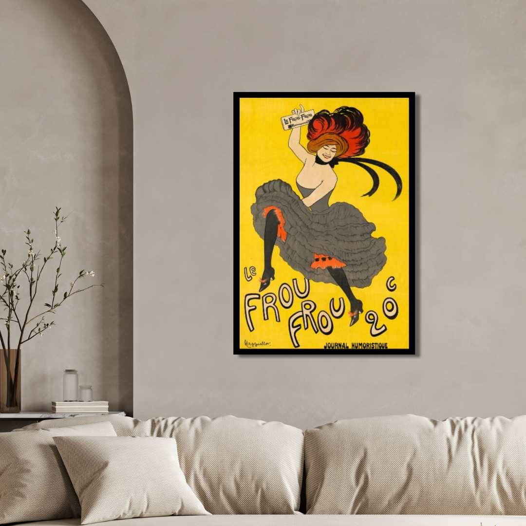 Vintage Belle Le Frou Frou Illustration Poster | Vertical Retro White Framed Wall Art 2 : 3 Vertical Premium Wall Art Canvas by MeriDeewar