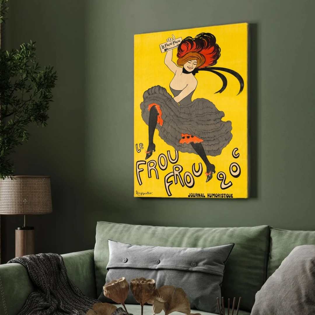 Vintage Belle Le Frou Frou Illustration Poster | Vertical Retro White Framed Wall Art 2 : 3 Vertical Premium Wall Art Canvas by MeriDeewar