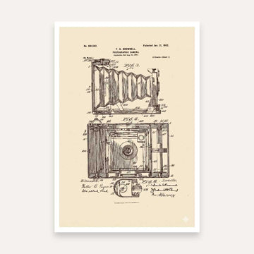 Vintage Camera Patent Print | Vertical Parchment Framed Wall Art 2 : 3 Vertical Premium Wall Art Canvas by MeriDeewar