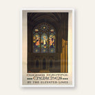 Vintage "Chicago's Beautiful Churches" Elevated Lines Poster | Vertical White Framed Wall Art 2 : 3 Vertical Premium Wall Art Canvas by MeriDeewar