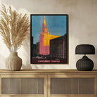 Vintage "Chicago Temple" Gothic Skyscraper Poster | Vertical Retro  White Framed Wall Art 2 : 3 Vertical Premium Wall Art Canvas by MeriDeewar