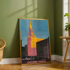 Vintage "Chicago Temple" Gothic Skyscraper Poster | Vertical Retro  White Framed Wall Art 2 : 3 Vertical Premium Wall Art Canvas by MeriDeewar